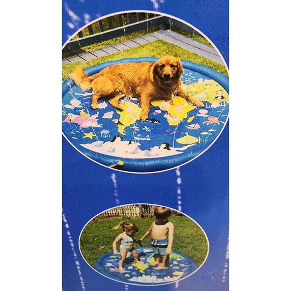 59 Inch Splash Play Mat Inflatable World map Water Toy Sprinkler Pad for Kids - Picture 2 of 4